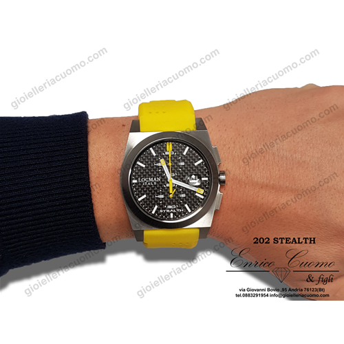 Orologi LOCMAN STEALTH 202 cassa in titanio 42 mm chrono cinturino giallo  in caucciù - Gioielleria Enrico Cuomo